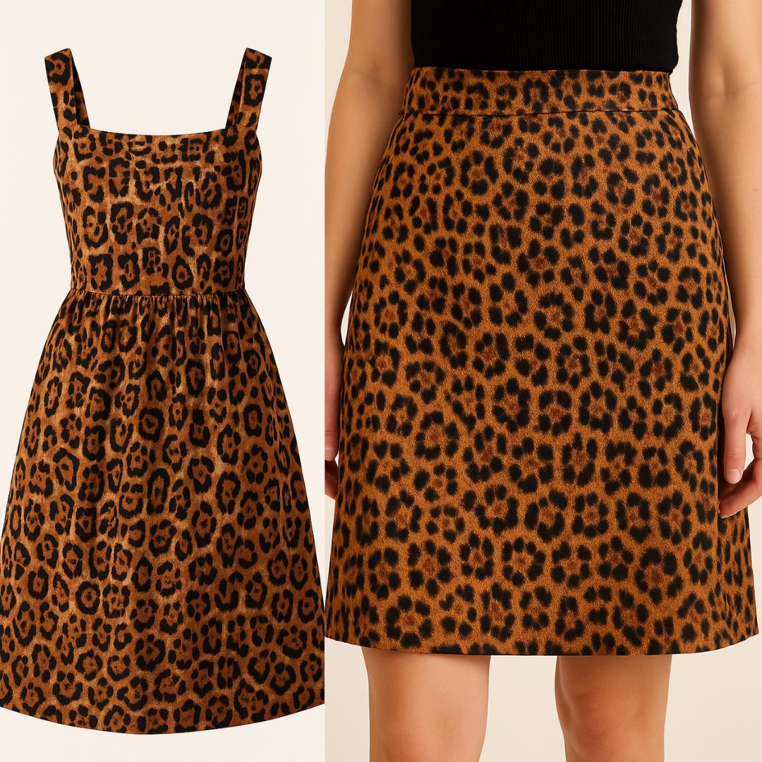 Leopardenkleid für Damen mit breiten Trägern und eckigem Ausschnitt – ausgestellt geschnitten, ideal für einen stilvollen Animal-Print-Look.