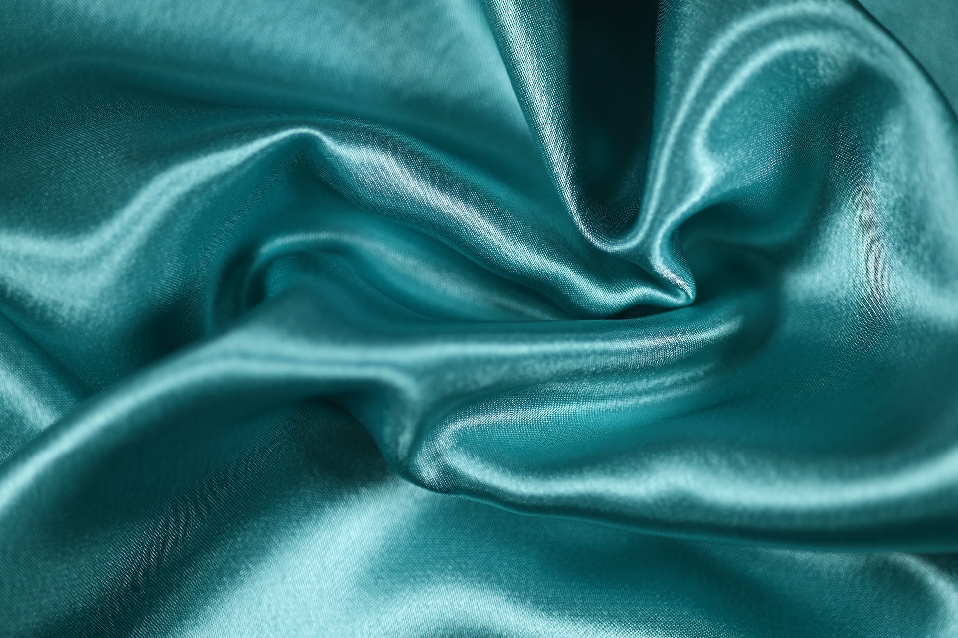 Türkis Krepp Satin Stoff mit Glanz