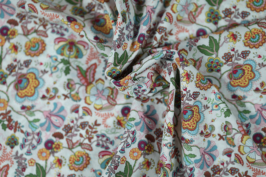 Baumwoll Stretch mit floralen Mustern – ideal für Sommerkleidung und Accessoires