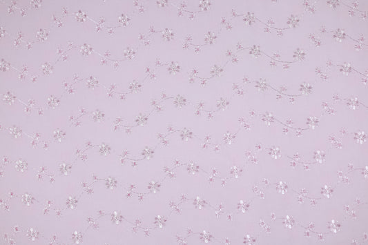 Baumwoll Stretch Stoff Blütenstickerei Rosa – elastisch und angenehm für vielfältige Projekte