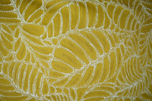 Blattmuster Jacquard – Senfgelb – eleganter Möbel- und Dekostoff mit stilvollem Muster