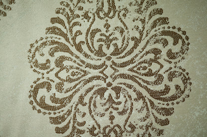 Ornament Jacquard – Beige & Schokobraun – eleganter Möbel- und Dekostoff mit stilvollem Muster