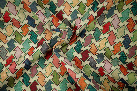 Geometrischer Möbelstoff mit Rautenmuster in kräftigen Farben