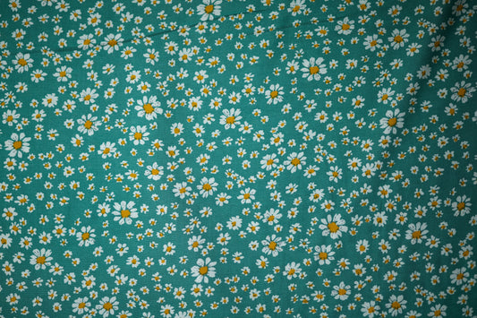 Viskosestoff – Gänseblümchen auf Mintgrün – Viskosestoff mit Blumenmuster, weich und fließend – Ideal für Sommerkleider