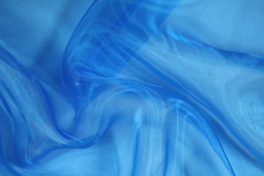Königsblauer Organza Stoff glänzend transparent 140cm breit
