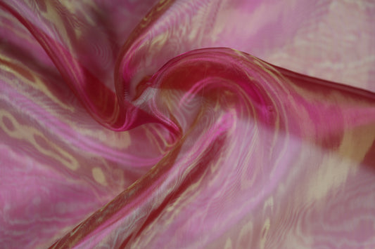 Pink gold gemusterter Organza Stoff 140cm transparent glänzend